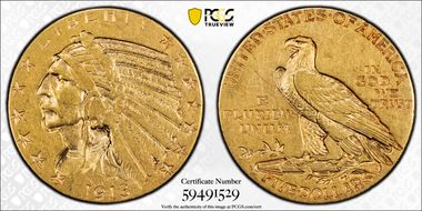 1913-S $5 XF40