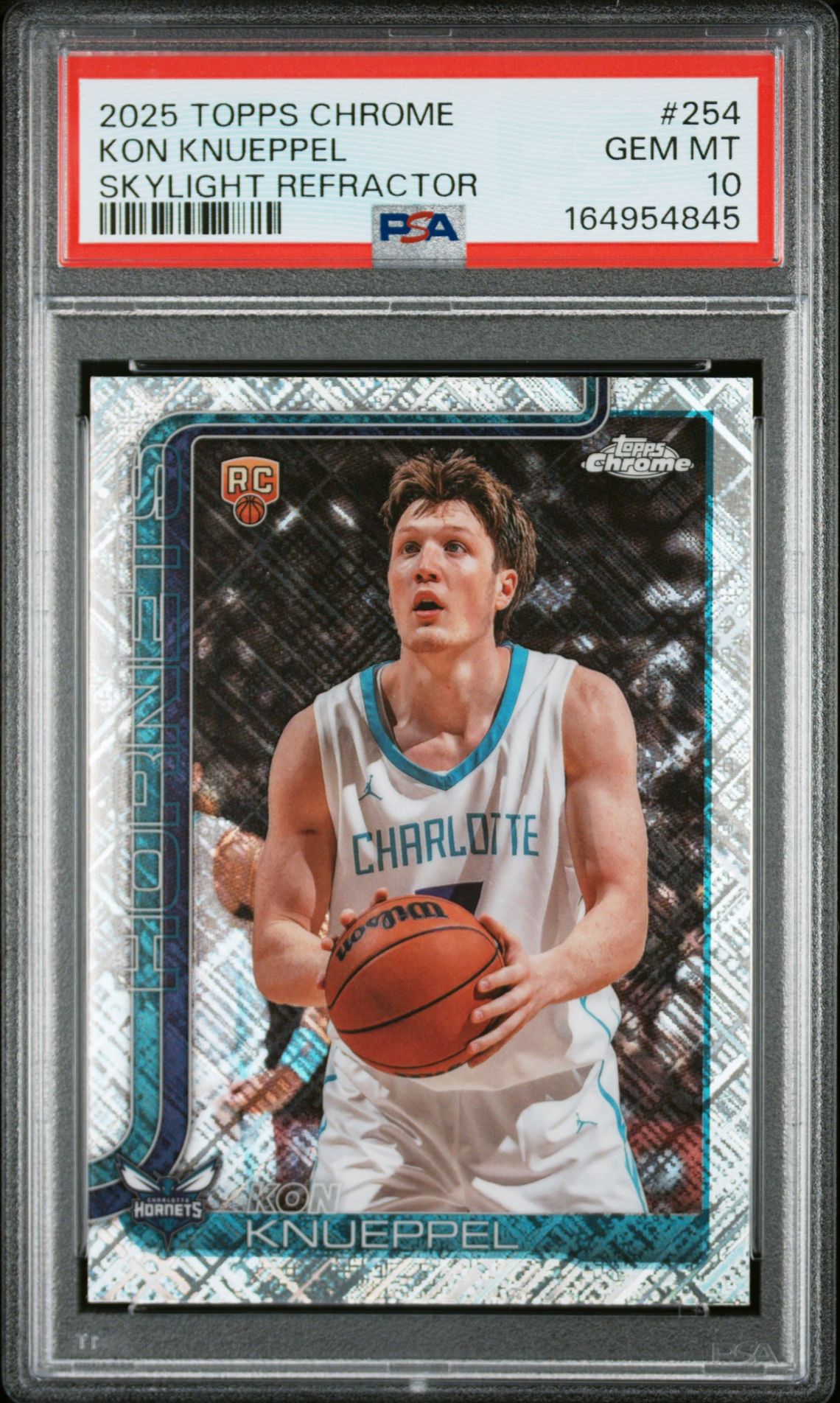 2025 Topps Chrome Kon Knueppel #254 (Skylight Refractor) Gem Mt 10 front view - PSA graded GEM MT 10