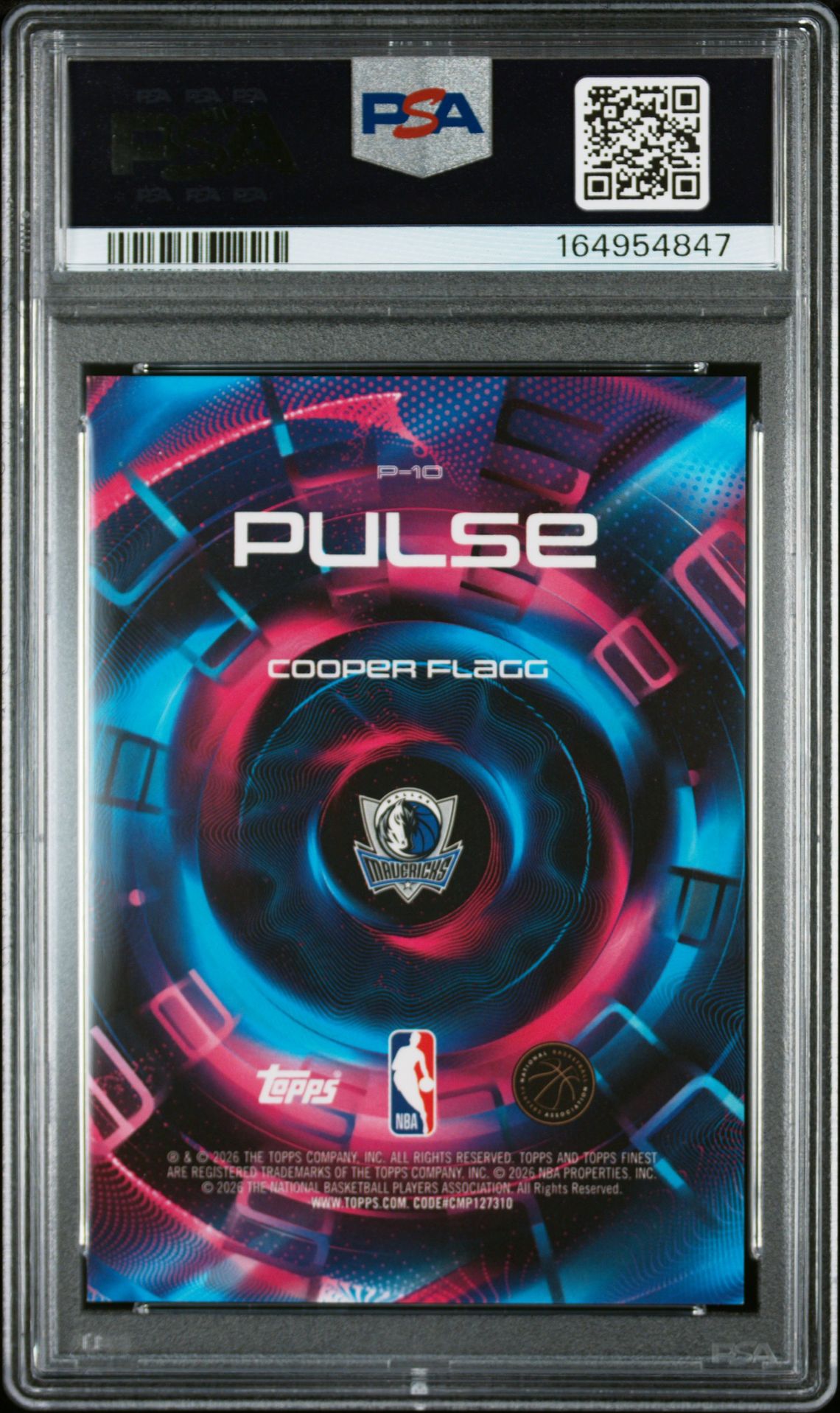2025 Topps Finest Pulse Cooper Flagg #P-10 Gem Mt 10 back view - PSA certificate #164954847