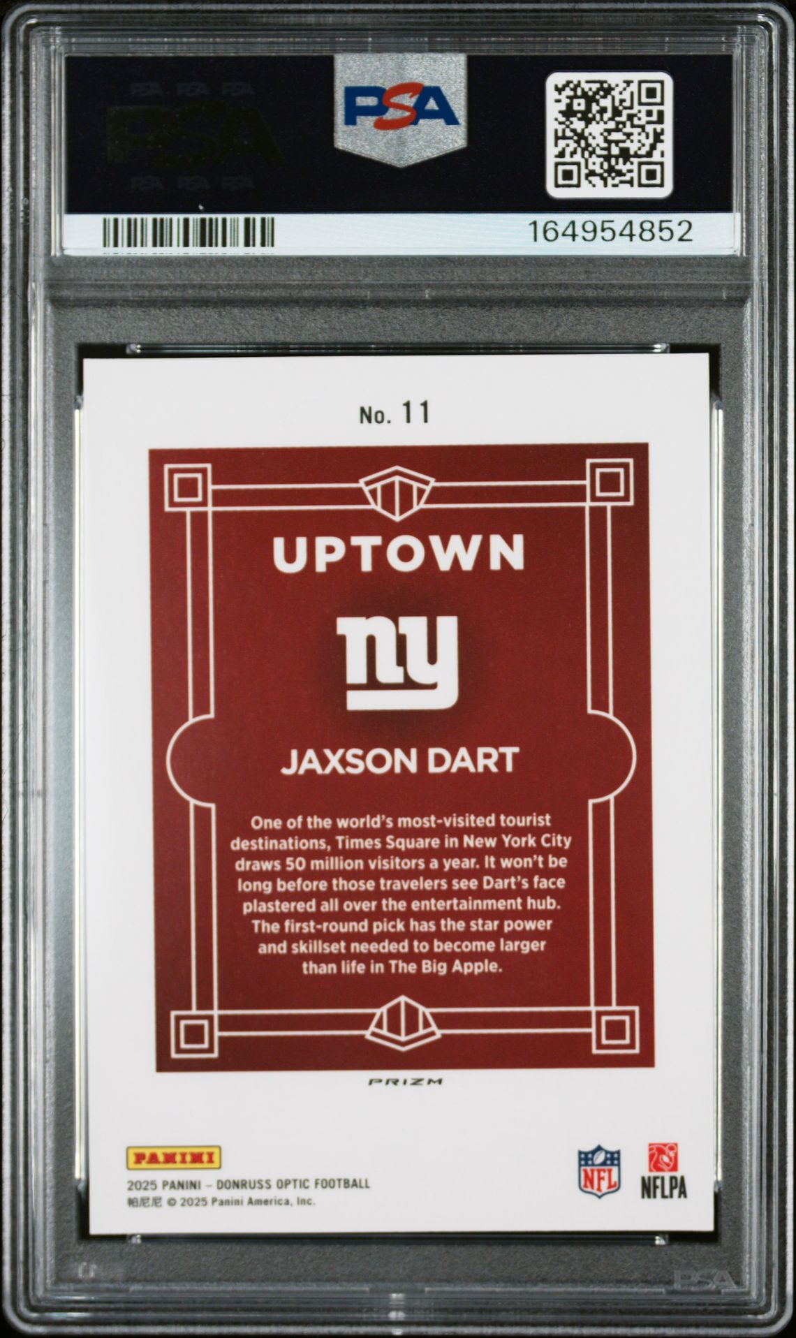 2025 Panini Donruss Optic Uptown Jaxson Dart #11 Mint 9 back