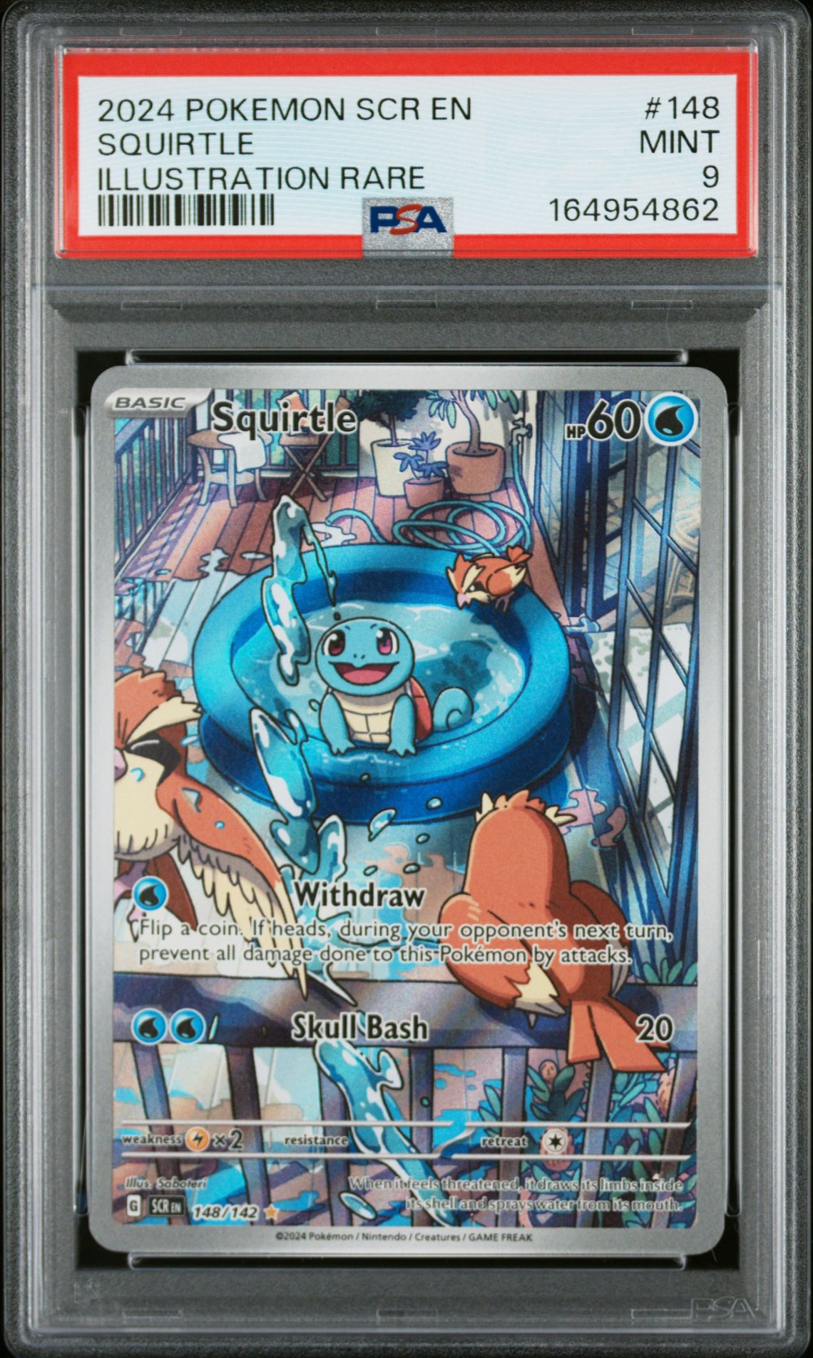 2024 Pokemon Scr En-Stellar Crown Squirtle #148 (Illustration Rare) Mint 9 front