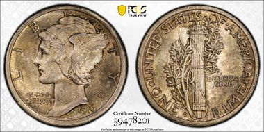 1916-D 10C MS62FB
