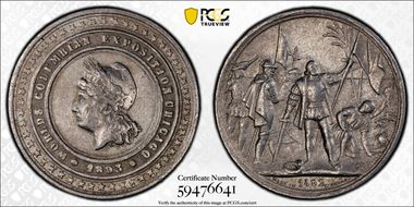 1892-93 Medal Elgit-113 Aluminum World's Columbian Expo N1