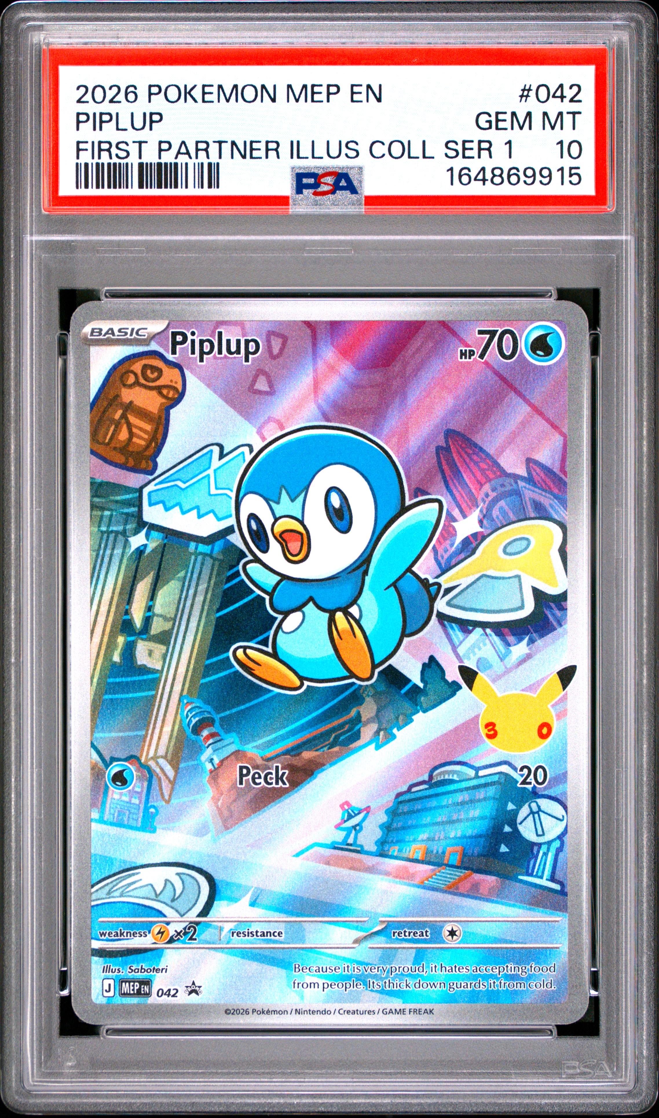 2026 #042 Piplup PSA 10 Mep EN-Me Black Star Promo