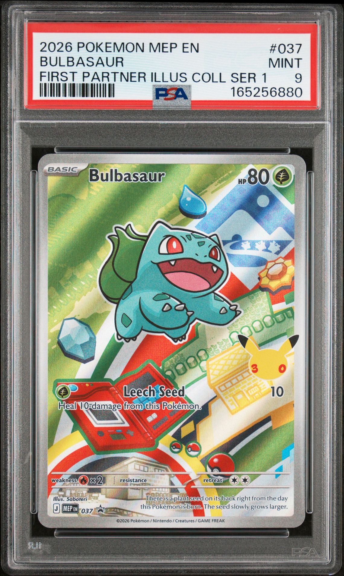 2026 Pokemon Mep En-Me Black Star Promo Bulbasaur #037 (First Partner Illus Coll Ser 1) Mint 9 front