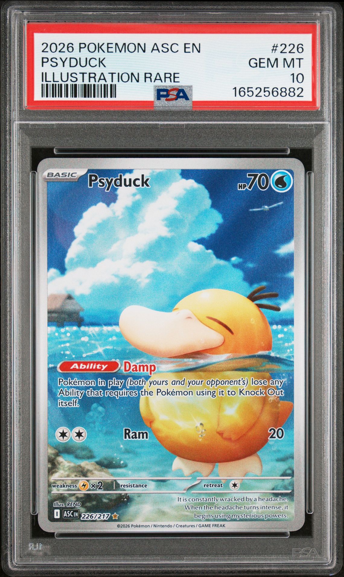 2026 Pokemon Asc En-Ascended Heroes Psyduck #226 (Illustration Rare) Gem Mt 10 front view - PSA graded GEM MT 10