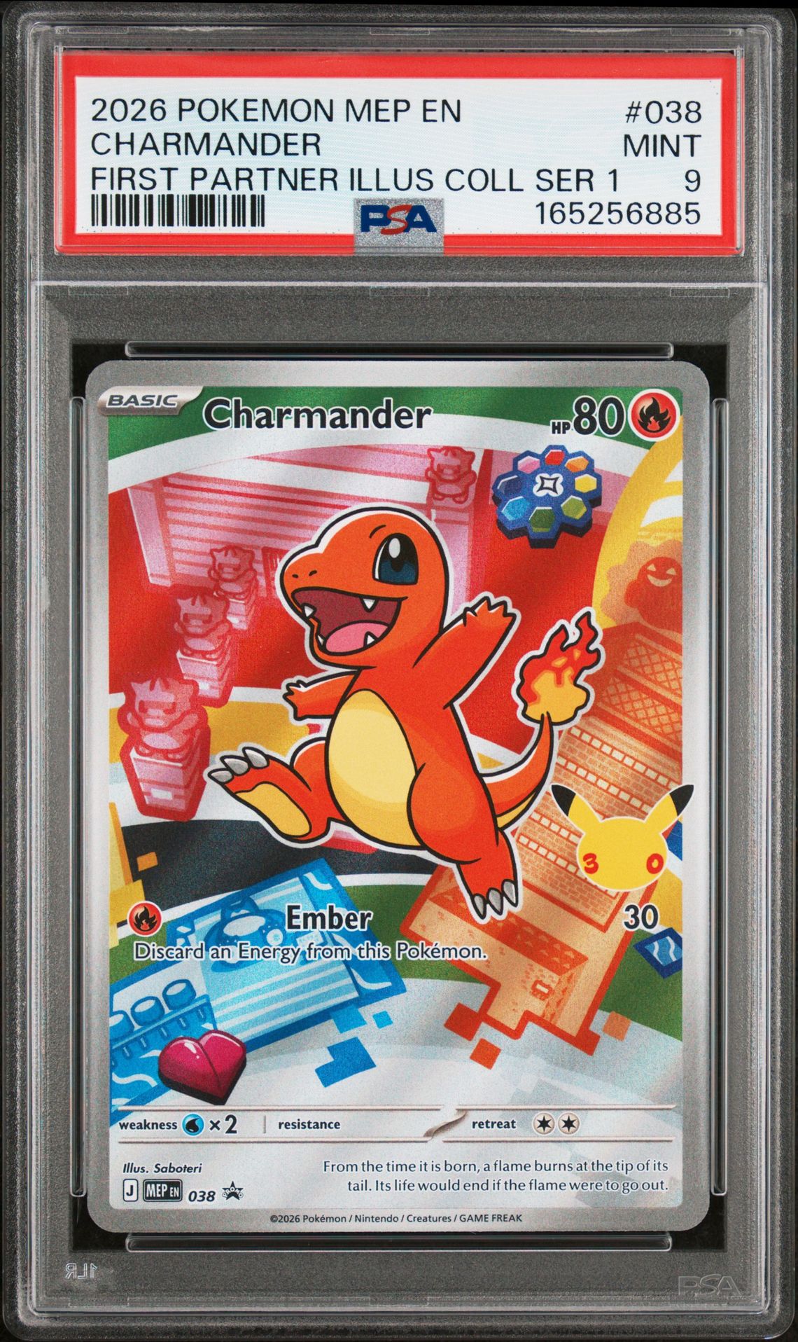 2026 Pokemon Mep En-Me Black Star Promo Charmander #038 (First Partner Illus Coll Ser 1) Mint 9 front