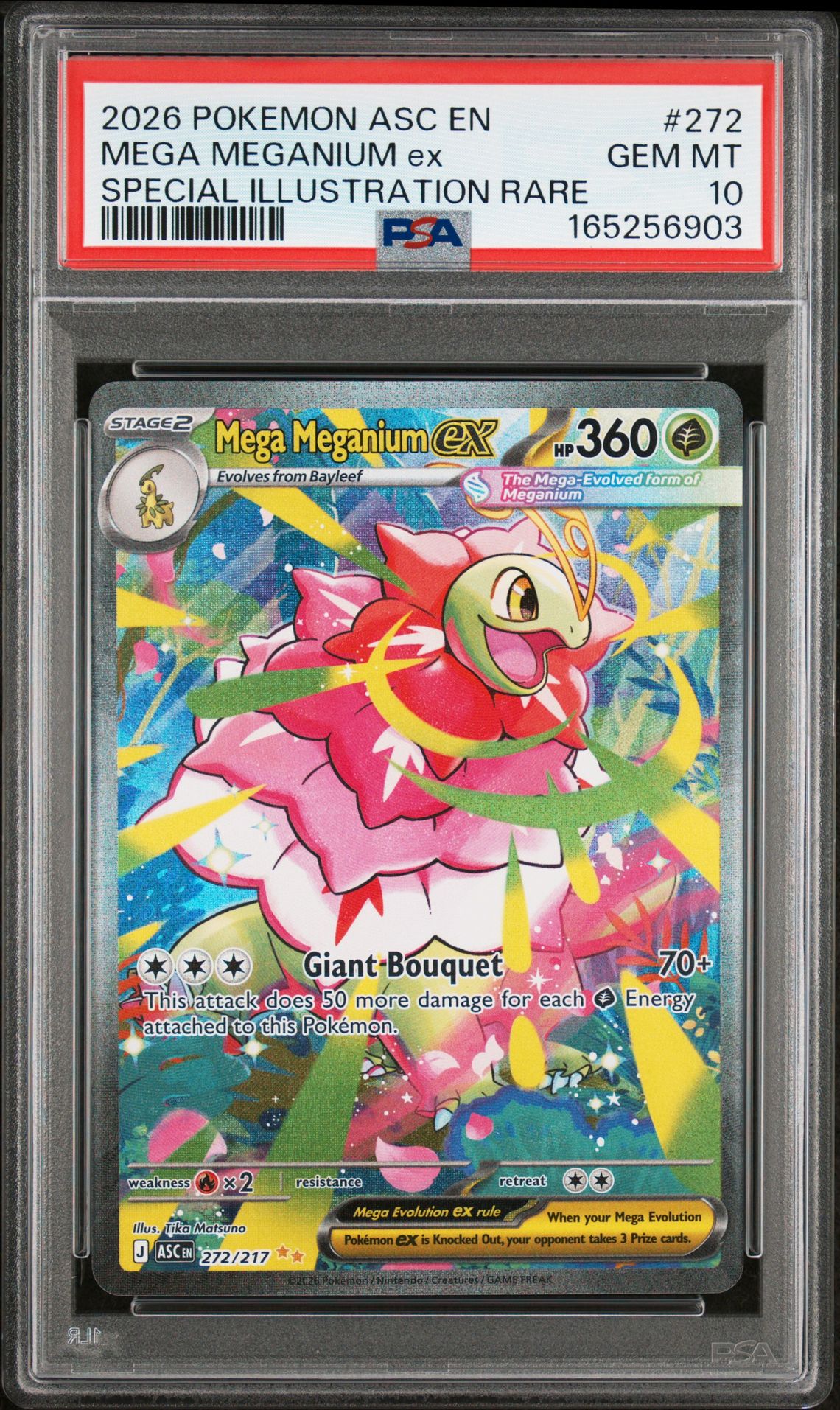 2026 Pokemon Asc En-Ascended Heroes Mega Meganium Ex #272 (Special Illustration Rare) Gem Mt 10 front view - PSA graded GEM MT 10
