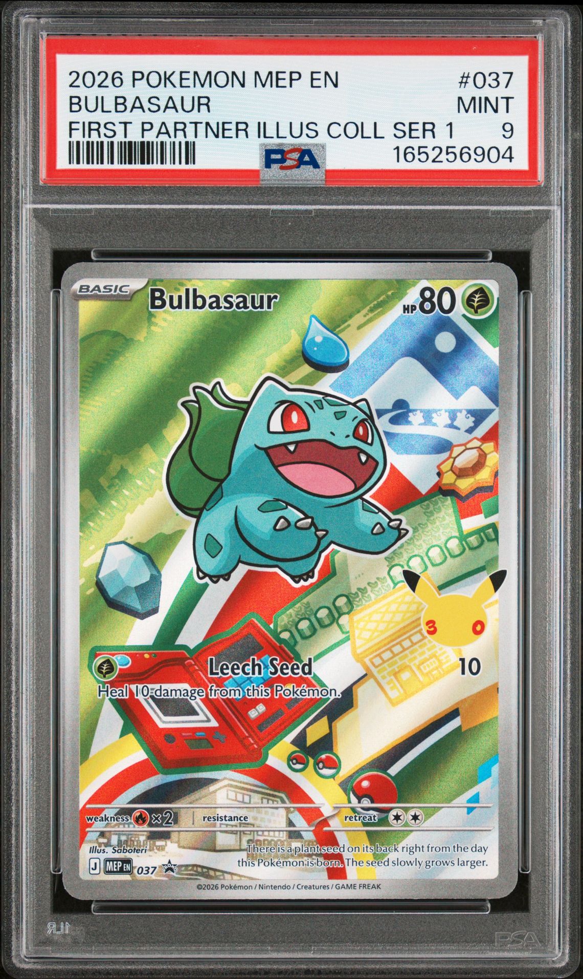 2026 Pokemon Mep En-Me Black Star Promo Bulbasaur #037 (First Partner Illus Coll Ser 1) Mint 9 front