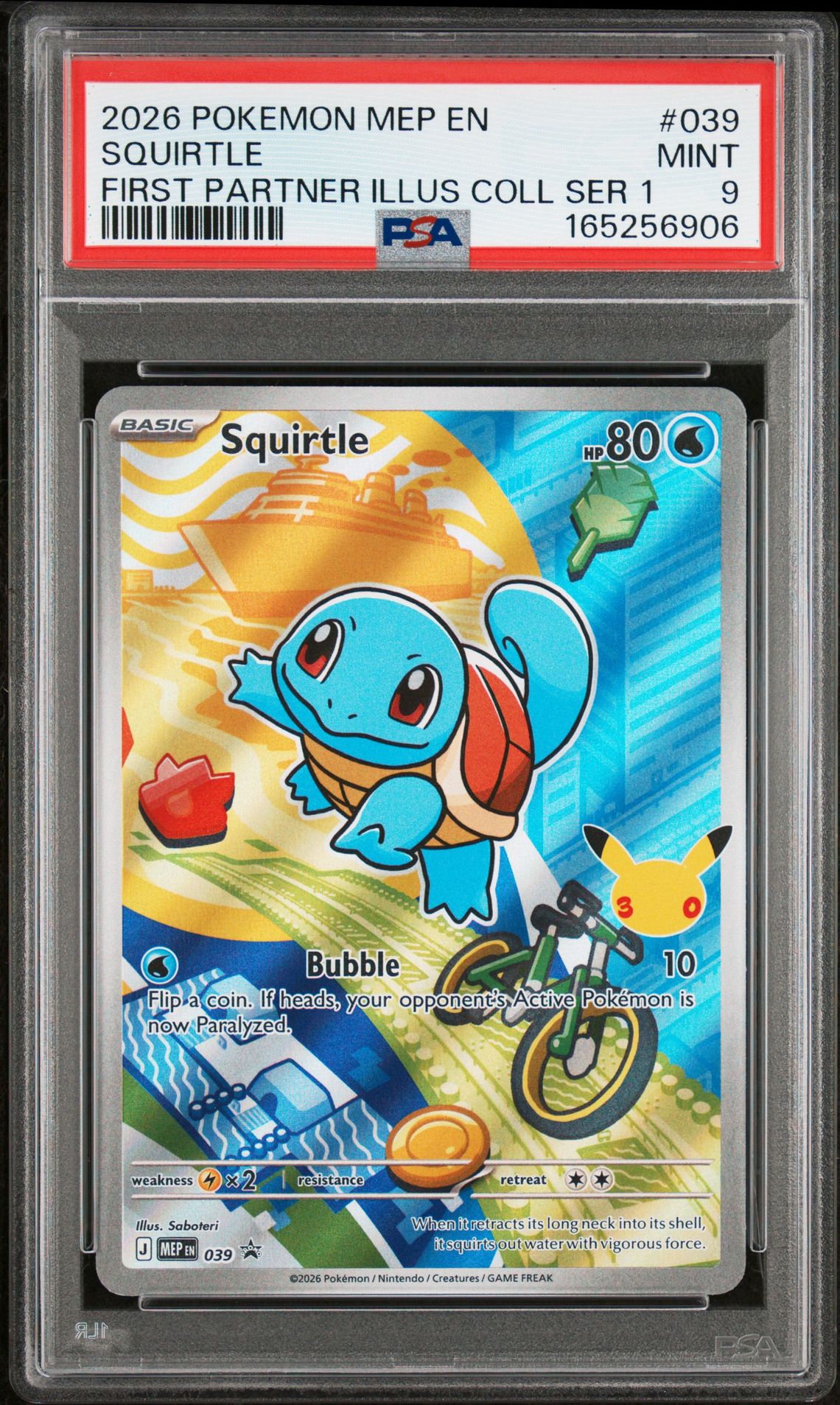2026 Pokemon Mep En-Me Black Star Promo Squirtle #039 (First Partner Illus Coll Ser 1) Mint 9 front