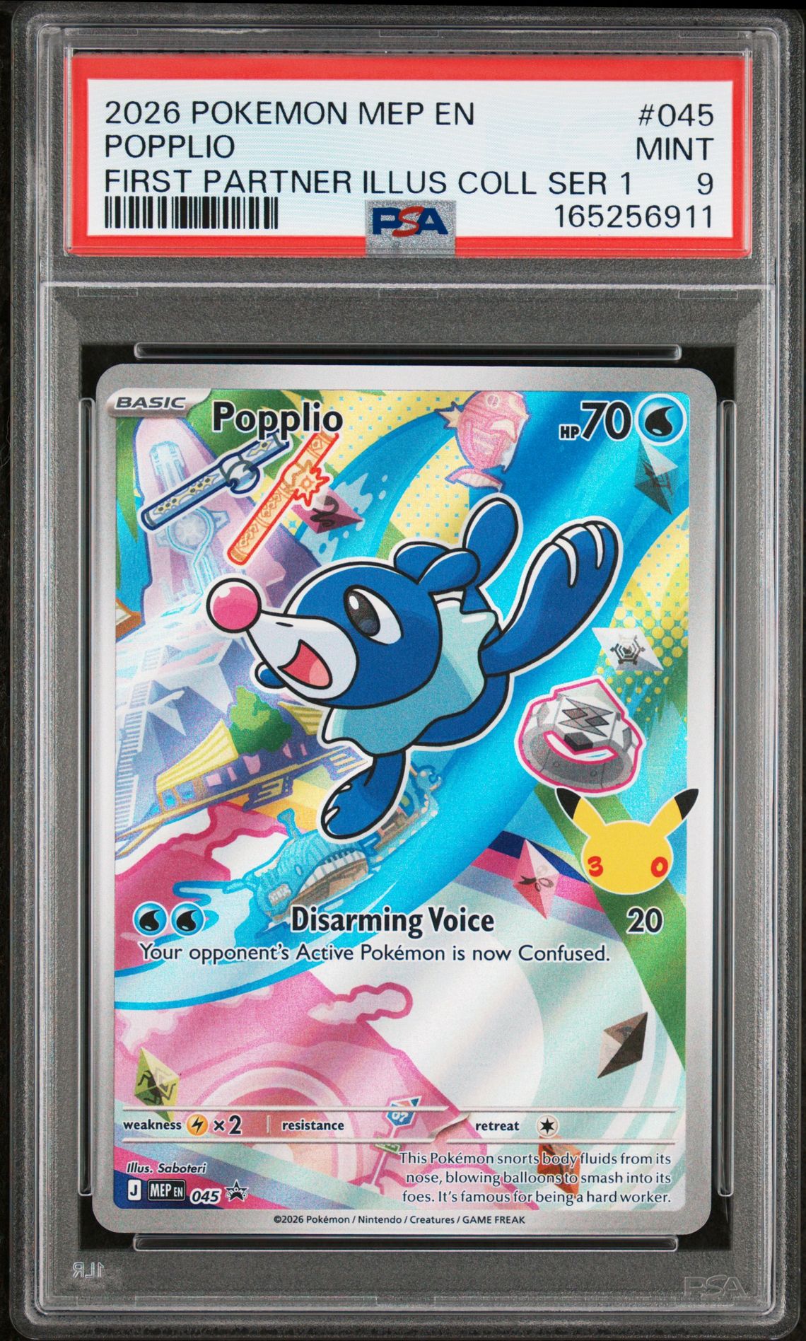 2026 Pokemon Mep En-Me Black Star Promo Popplio #045 (First Partner Illus Coll Ser 1) Mint 9 front