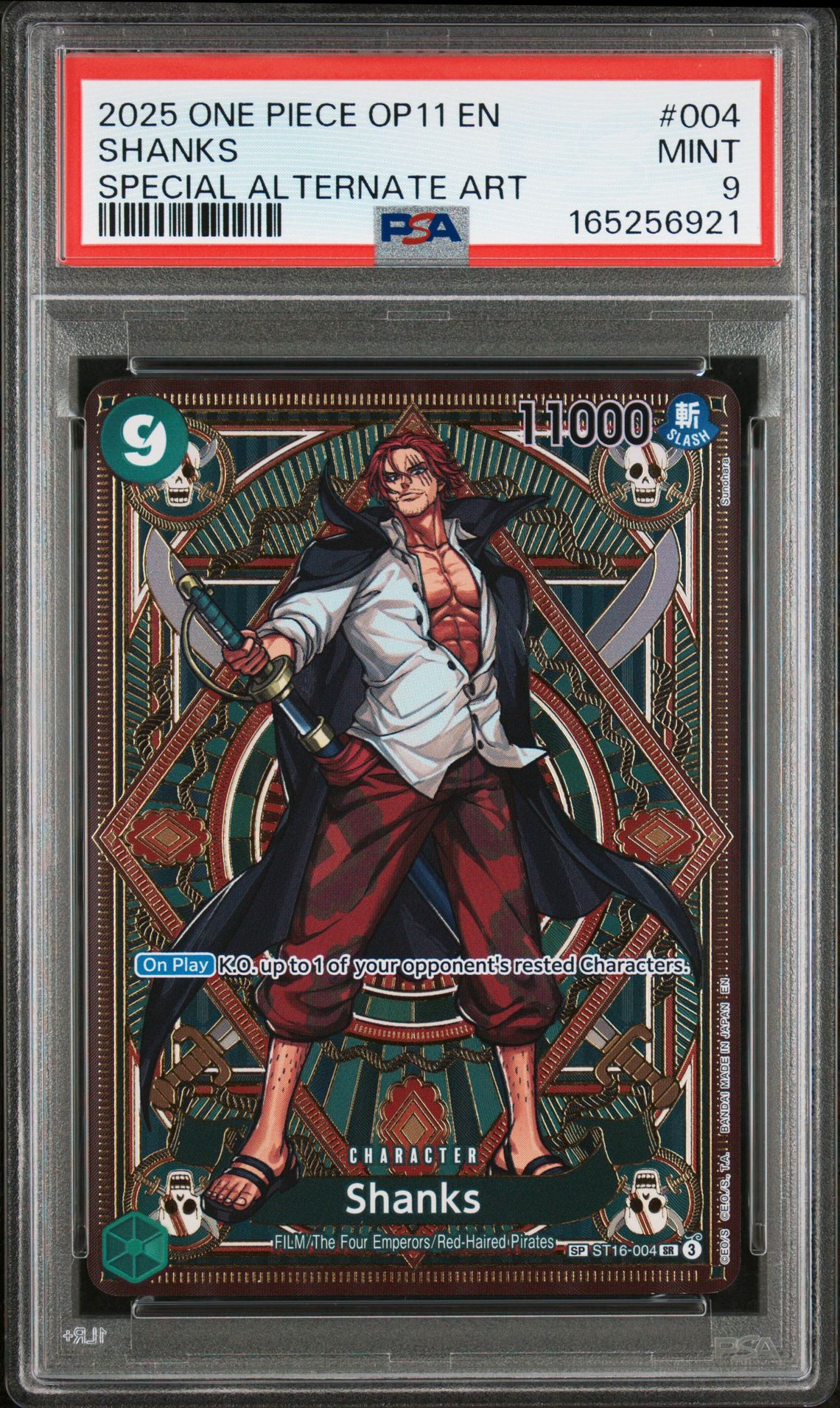2025 One Piece Op11-A Fist Of Divine Speed Shanks #004 (Special Alternate Art) Mint 9 front