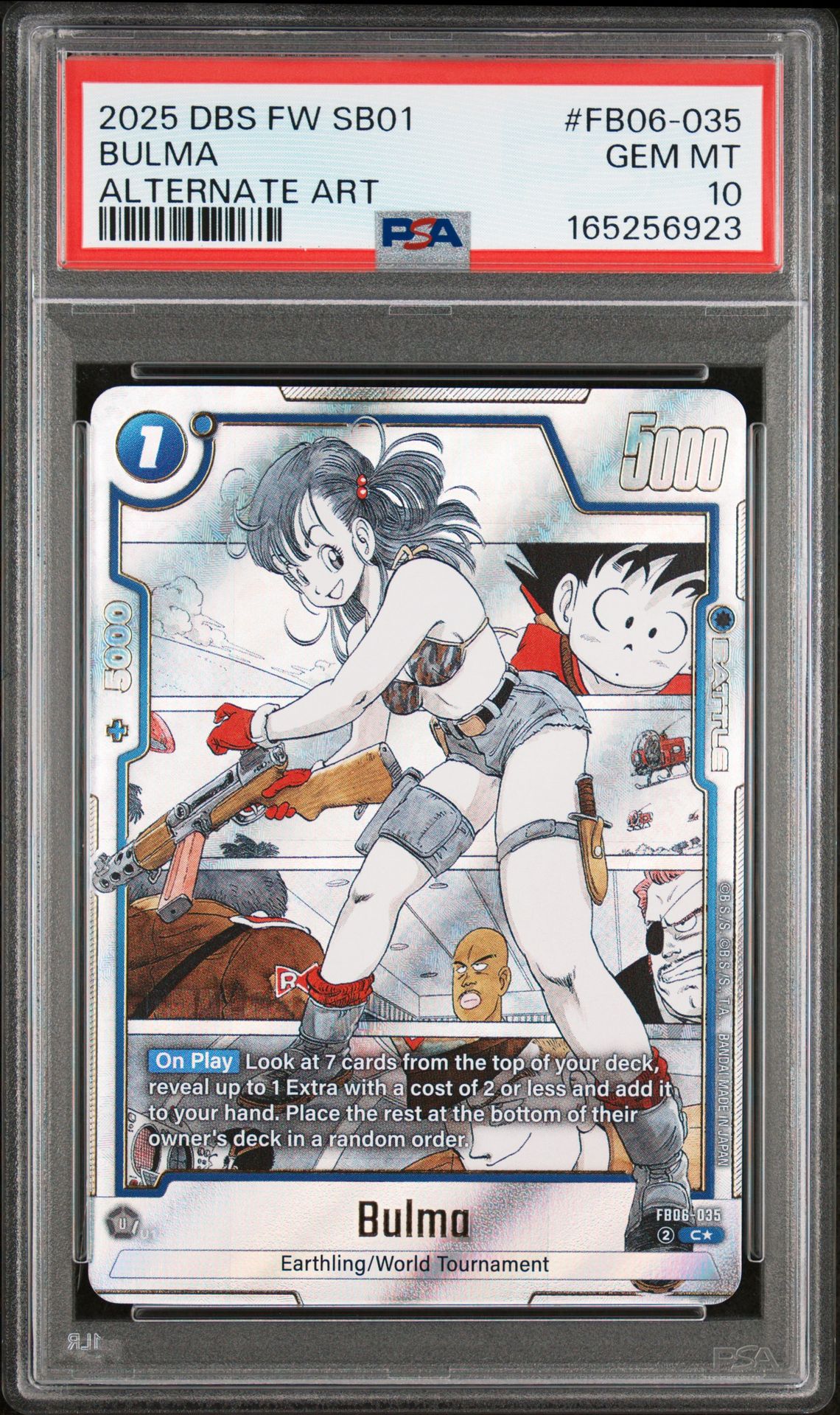 2025 Dragon Ball Super Card Game Fusion World Manga Booster 01 Bulma #Fb06-035 (Alternate Art) Gem Mt 10 front view - PSA graded GEM MT 10