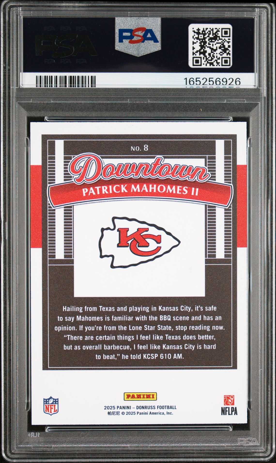 2025 Panini Donruss Downtown Patrick Mahomes Ii #8 Mint 9 back