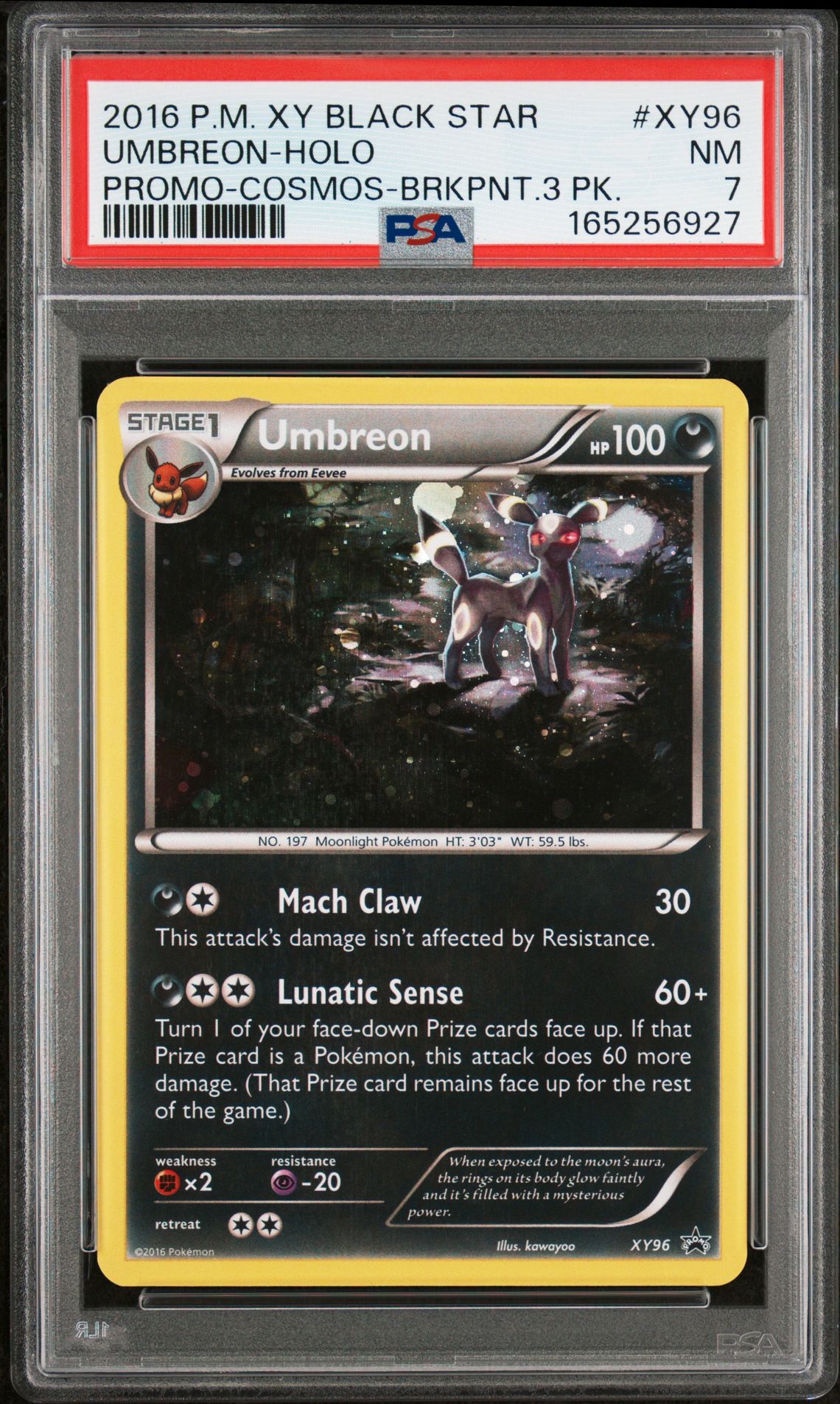 2016 Pokemon Xy Black Star Promo Umbreon-Holo #Xy96 (Promo-Cosmos-Brkpnt.3 Pk.) Nm 7 front