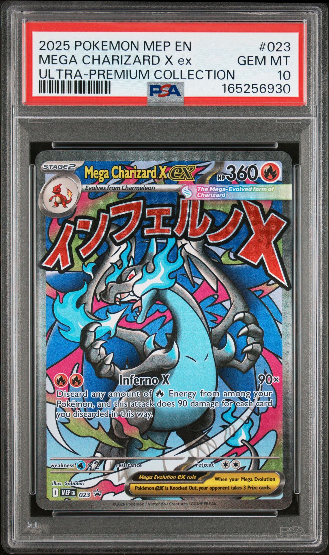 2025 Pokemon Mep En-Me Black Star Promo Mega Charizard X Ex #023 (Ultra-Premium Collection) Gem Mt 10 front