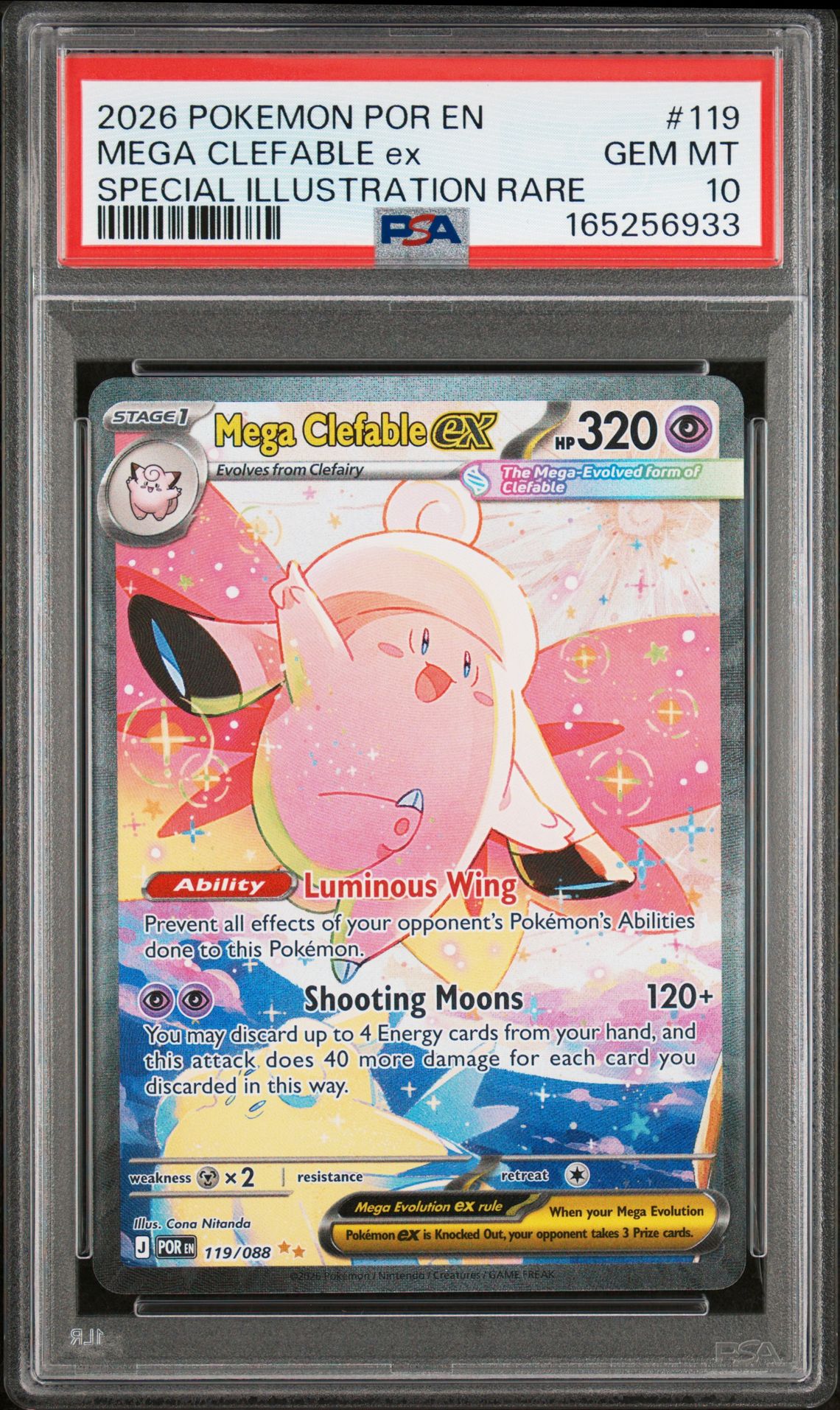 2026 Pokemon Por En-Perfect Order Mega Clefable Ex #119 (Special Illustration Rare) Gem Mt 10 front