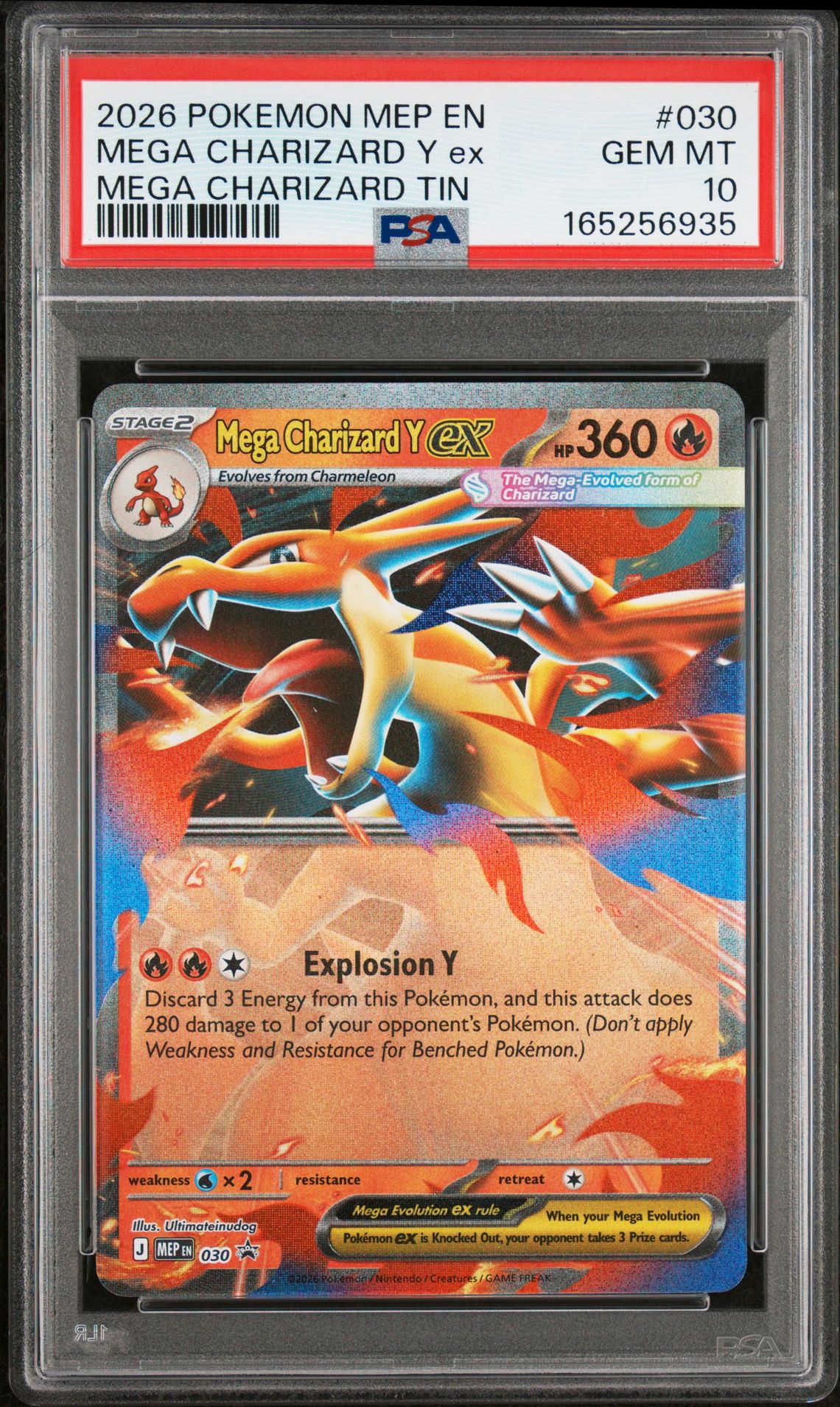 2026 POKEMON MEP EN-ME BLACK STAR PROMO MEGA CHARIZARD Y ex MEGA CHARIZARD TIN 030 GEM MT 10 front