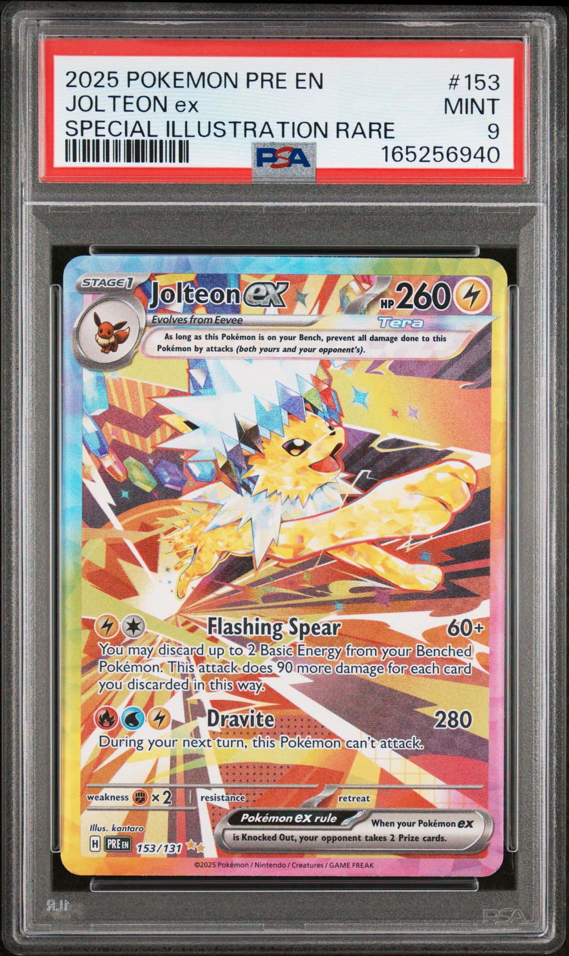 2025 Pokemon Pre En-Prismatic Evolutions Jolteon Ex #153 (Special Illustration Rare) Mint 9 front