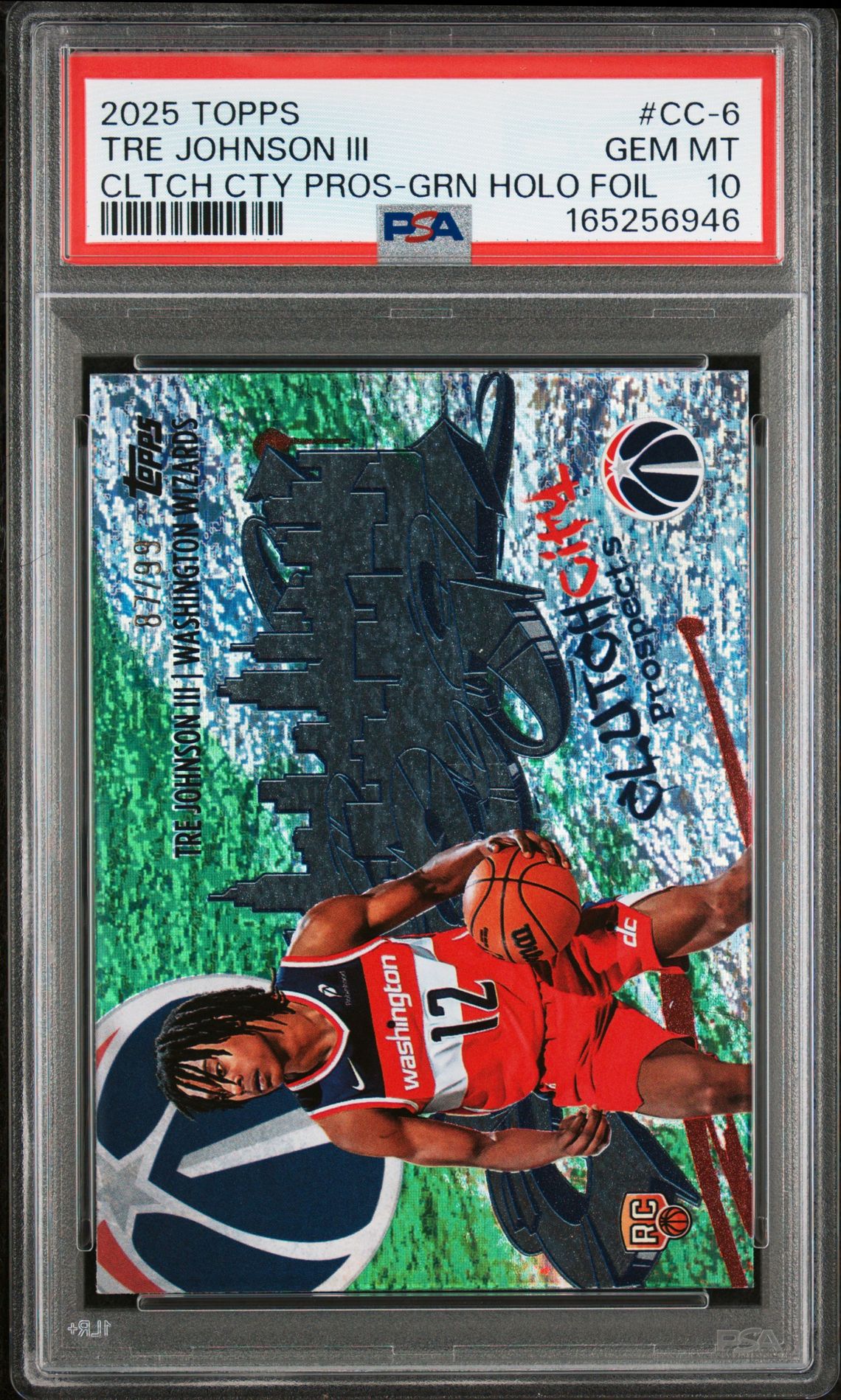 2025 Topps Clutch City Prospects Tre Johnson Iii #Cc-6 (Cltch Cty Pros-Grn Holo Foil) Gem Mt 10 front