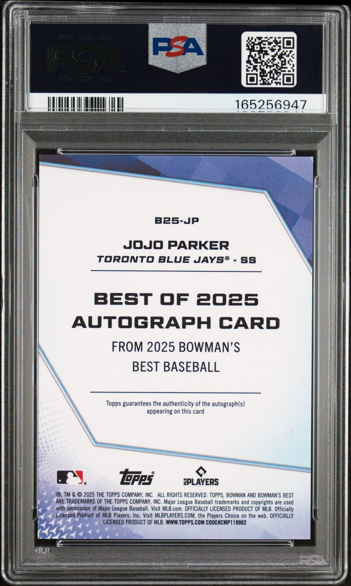 2025 Bowman's Best Best Of 2025 Autographs Jojo Parker #B25-Jp Nm-Mt 8 back