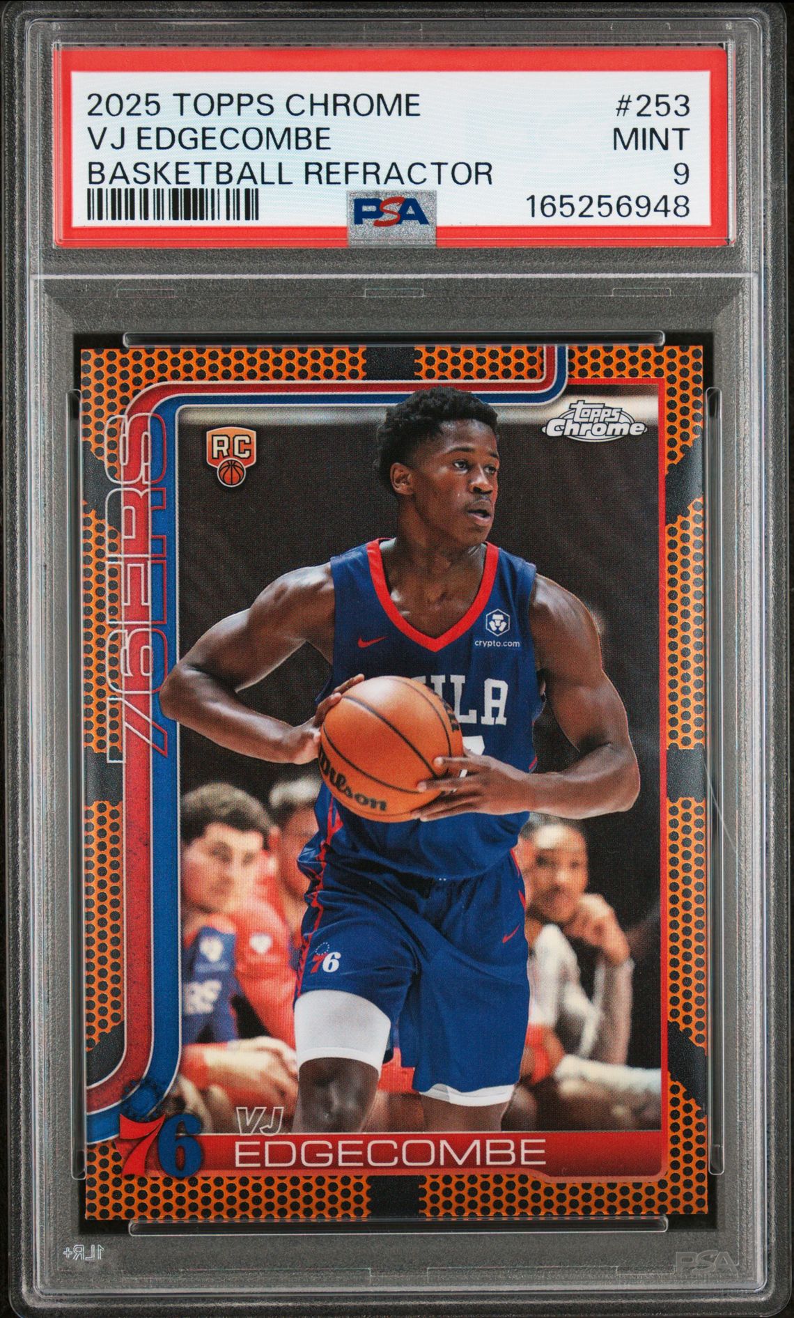 2025 Topps Chrome Vj Edgecombe #253 (Basketball Refractor) Mint 9 front