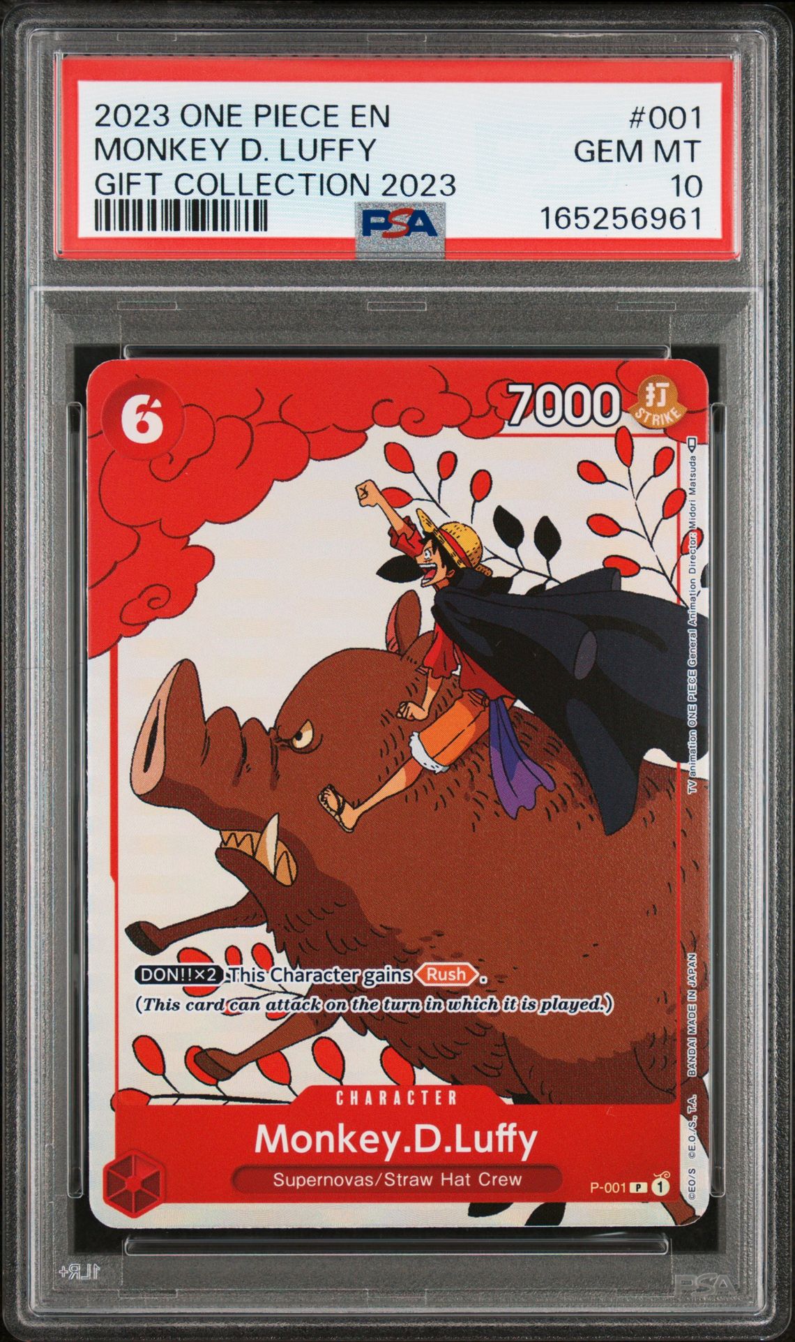 2023 One Piece Gift Collection 2023 Monkey D. Luffy #001 (Gift Collection 2023) Gem Mt 10 front view - PSA graded GEM MT 10