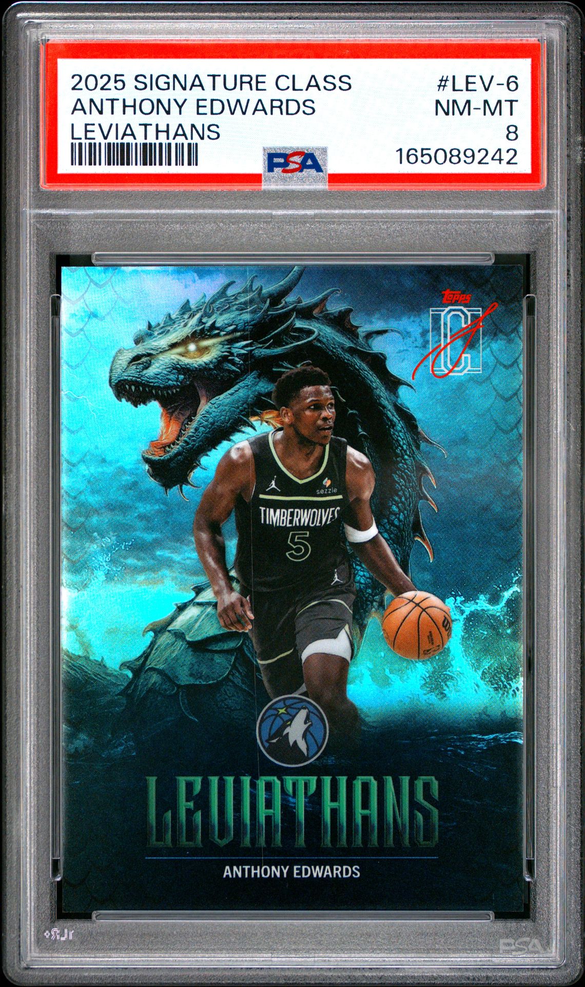 2025 Topps Signature Class Leviathans Anthony Edwards #Lev-6 Nm-Mt 8 front