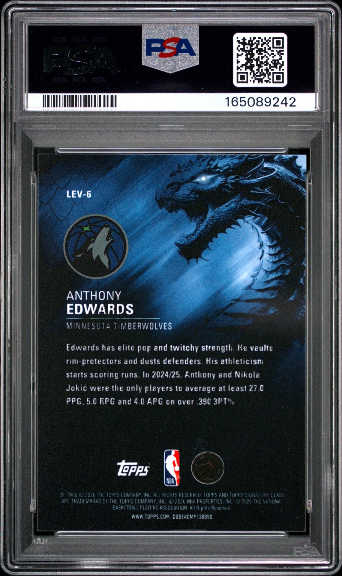 2025 Topps Signature Class Leviathans Anthony Edwards #Lev-6 Nm-Mt 8 back