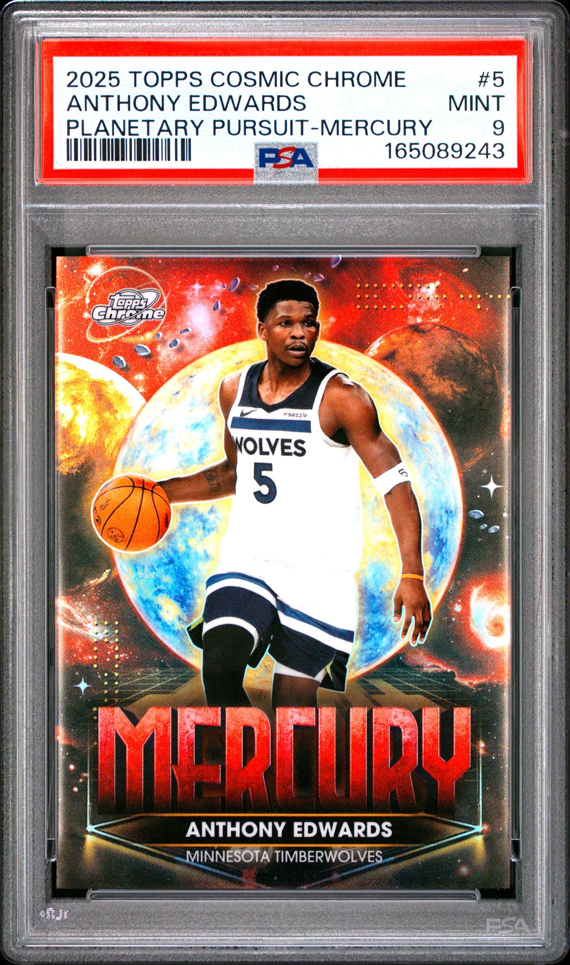 2025 Topps Cosmic Chrome Planetary Pursuit Anthony Edwards #5 (Planetary Pursuit-Mercury) Mint 9 front