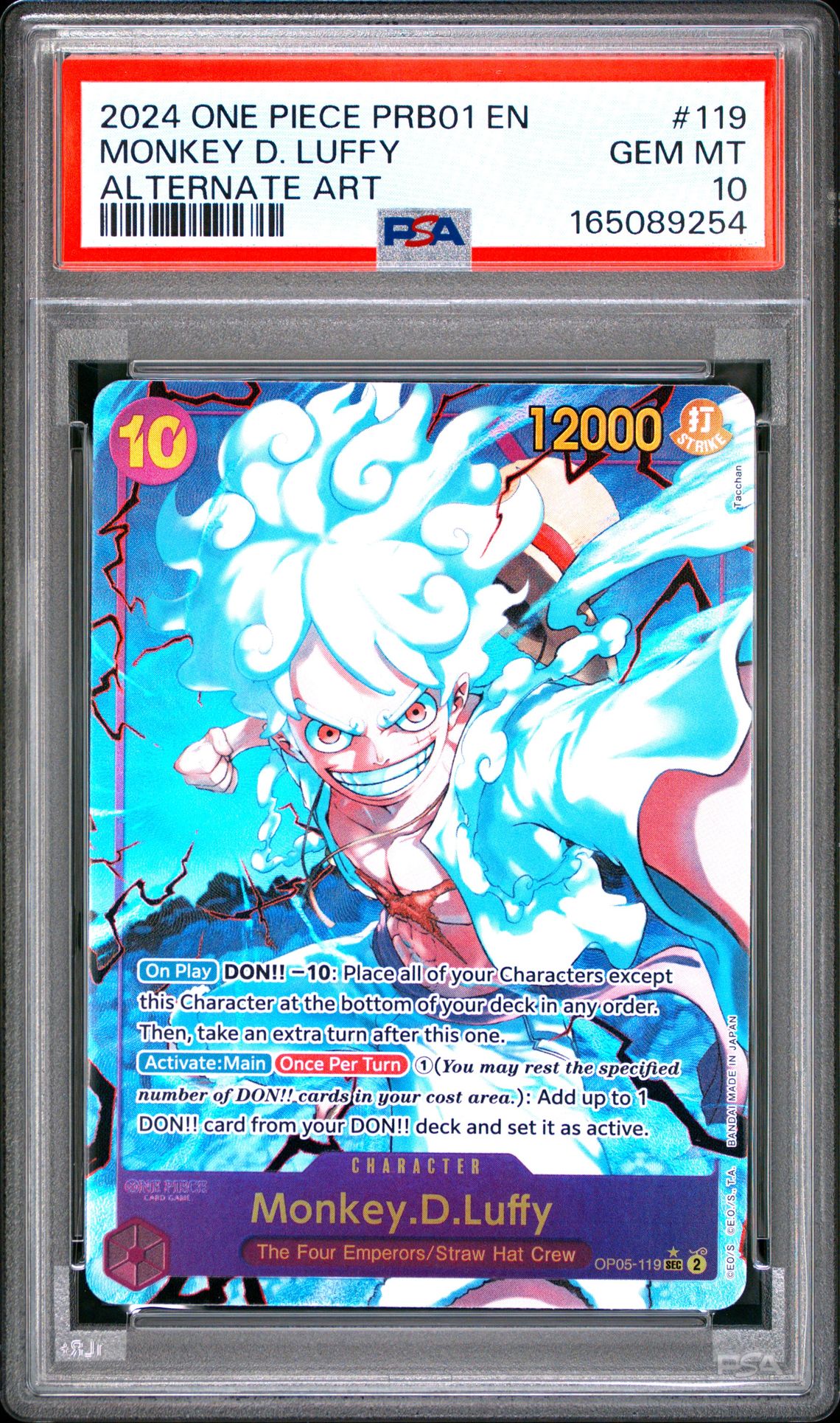 2024 One Piece Prb01-Premium Booster -One Piece Card The Best- Monkey D. Luffy #119 (Alternate Art) Gem Mt 10 front