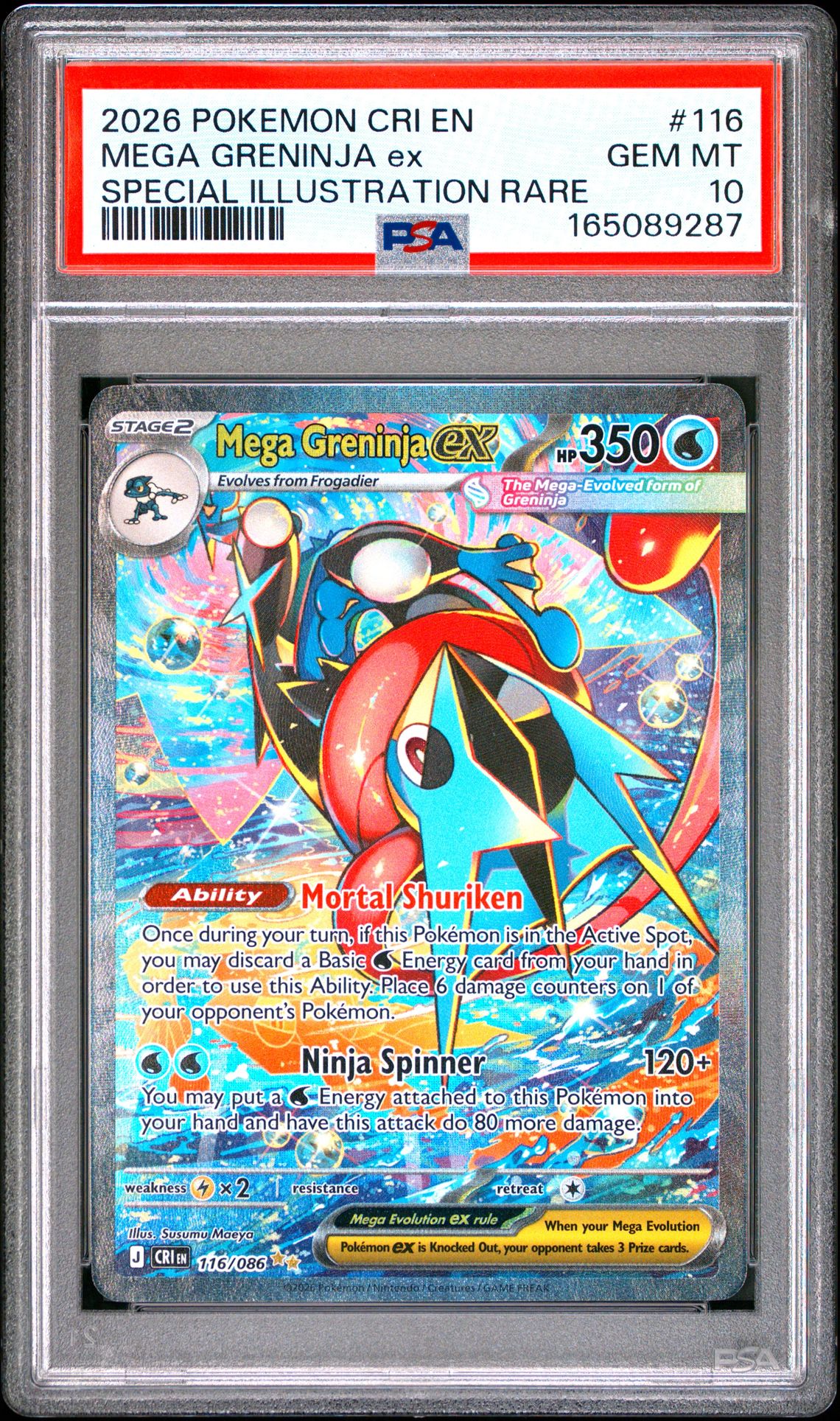 2026 Pokemon Cri En-Chaos Rising Mega Greninja Ex #116 (Special Illustration Rare) Gem Mt 10 front