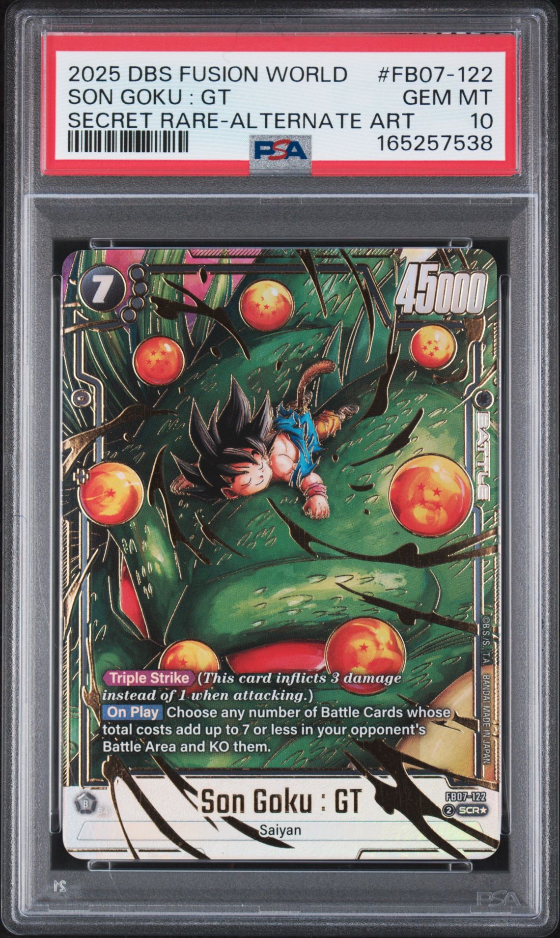 2025 Dragon Ball Super Card Game Fusion World Wish For Shenron Son Goku : Gt #Fb07-122 (Secret Rare-Alternate Art) Gem Mt 10 front
