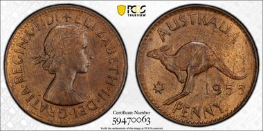 1955 Y. (p) 1D Perth obverse MS64BN