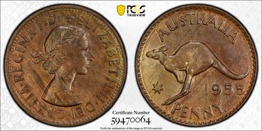 1955 Y. (p) 1D Perth obverse MS64BN