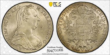"1780"-S.F. Thaler Modern Restrike (1853-Present) MS65