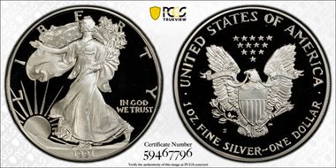 1991-S $1 Silver Eagle PR69DCAM