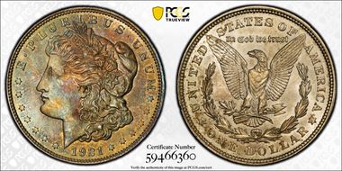 1921 $1 Morgan MS62