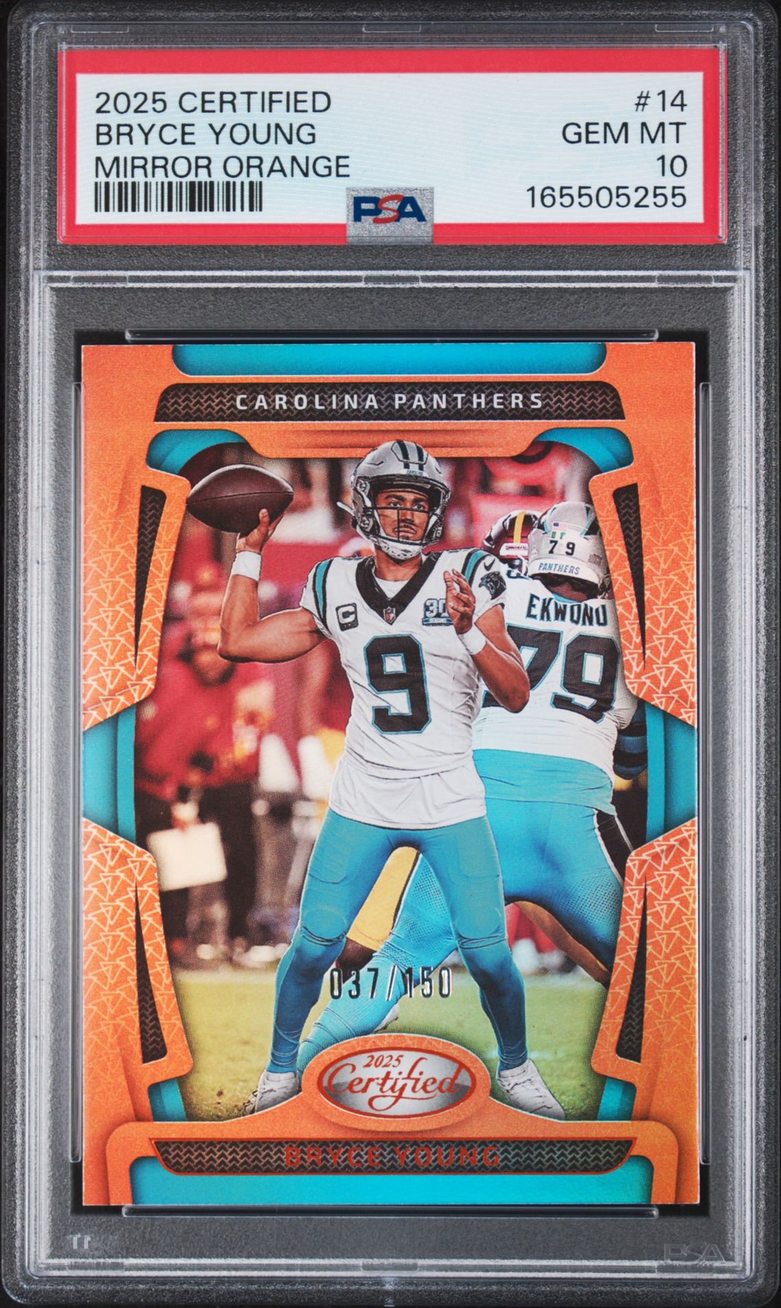 2025 PANINI CERTIFIED BRYCE YOUNG MIRROR ORANGE 14 GEM MT 10 front