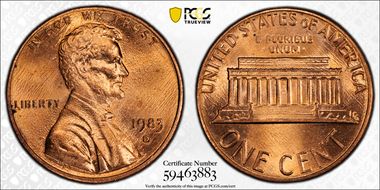 1983-D 1C MS64RD