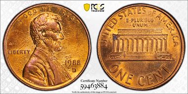 1988-D 1C MS62RB