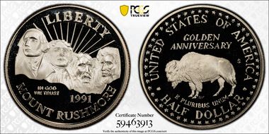 1991-S 50C Mount Rushmore PR68DCAM