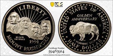 1991-S 50C Mount Rushmore PR69DCAM