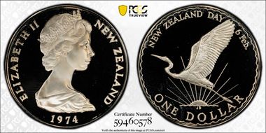 1974 $1 New Zealand Day PR68DCAM
