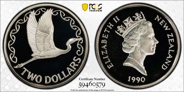 1990 $2 KM-79a Ag PR69DCAM