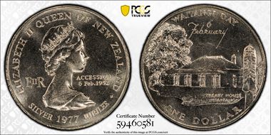 1977 $1 Waitangi Day/Jubilee MS65