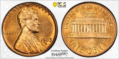 1963-D 1C MS65RD
