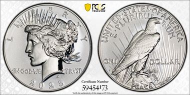 2025-S $1 Peace Dollar Rev PR Two-Coin Reverse Proof Set PR70