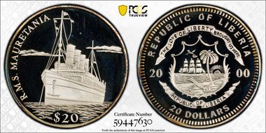 2000 $20 R.M.S. Mauretania PR69DCAM