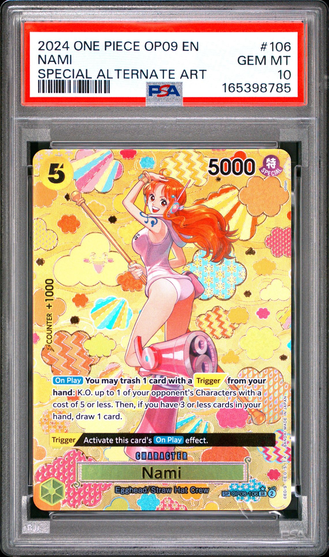 2024 One Piece Op09-Emperors In The New World Nami #106 (Special Alternate Art) Gem Mt 10 front view - PSA graded GEM MT 10